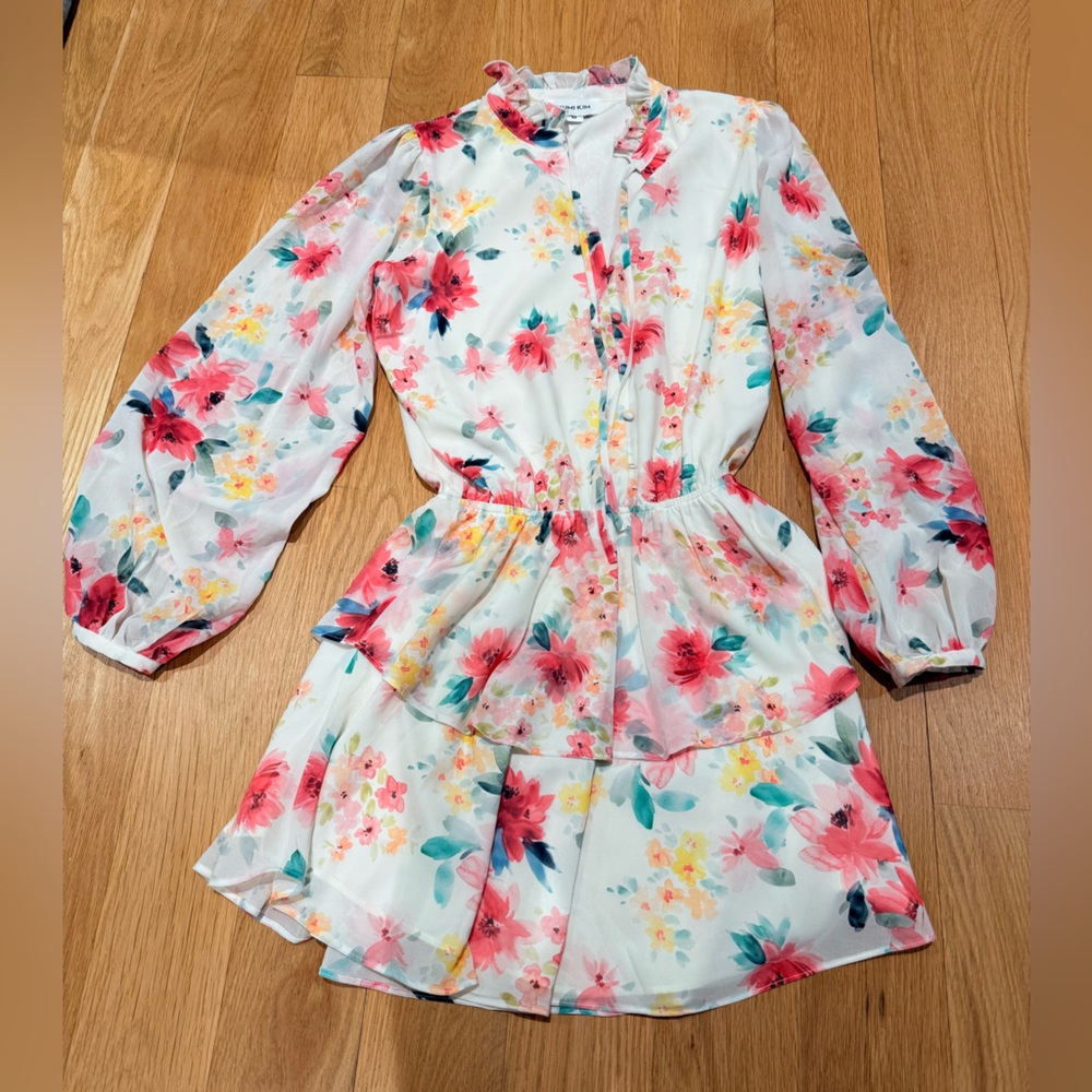 Yumi Kim Love Always in its Magic Ivory Floral Ruffle Mini Dress, Size M - Picture 2 of 7